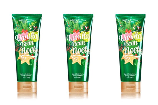 Bath & Body Works Vanilla Bean Noel Body Cream 8 oz Pack of 3 (packaging may vary)