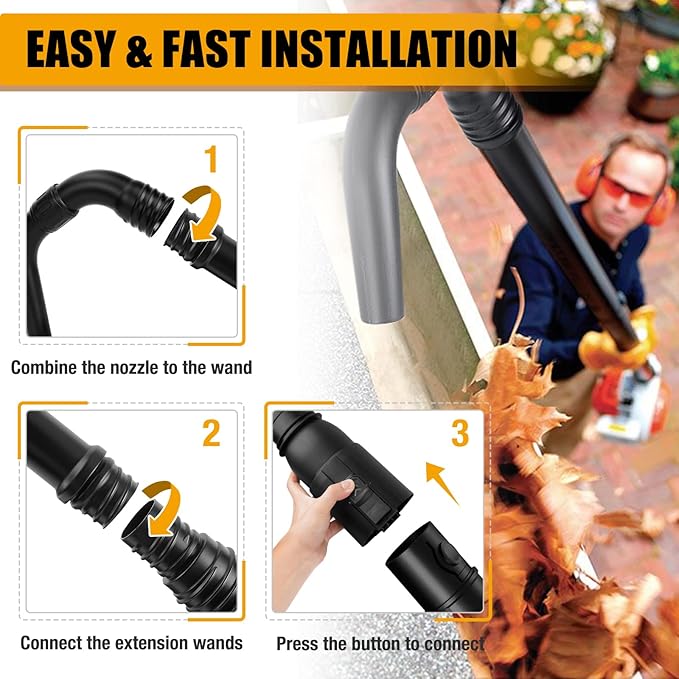 Zipcase Gutter Cleaning Kit - 9.25 ft Safe, with 360Â° Adjustable Nozzle, Ground-Level Leaf Blower Gutter Attachment Compatible with EGO 530CFM / 580CFM / 575CFM / 650CFM/ 615CFM/LBX6000 Leaf Blowers