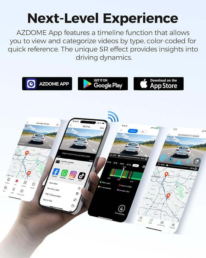 AZDOME PG17 Pro 4K+2.5K Mirror Dash Cam with STARVIS 2 & 5G WiFi Rear View Mirror Camera, OTA Upgraded, Parking Assist, Voice Control, 128GB Card - Mirror Dash Cam with 12-Inch Touch Screen