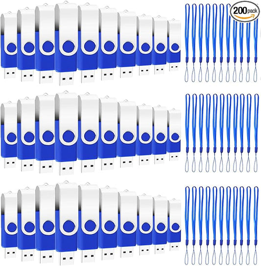 200 Packs of 4GB Bulk Flash Drive EASTBULL FAT32 USB Drives Pack 4G (Blue)