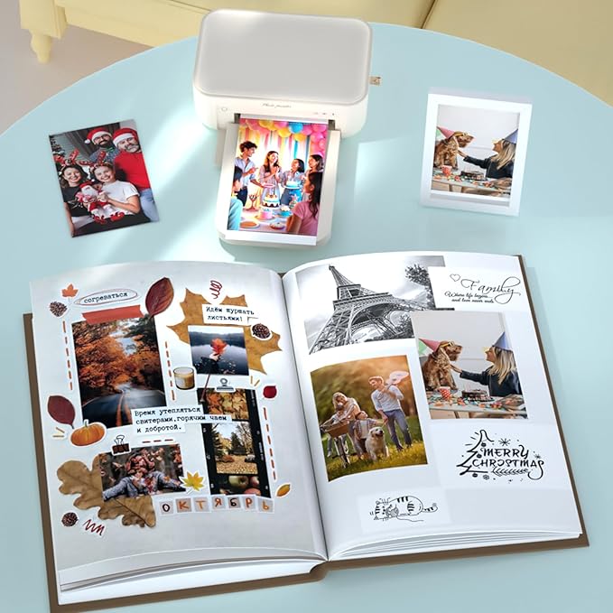 HPRT 4x6 Photo Printer with 108 Sheets & 2 Ribbons - Dye Sublimation Wireless Portable Photo Printer for iPhone & Android Smartphones, Home & Travel Picture Printing, Ideal Gift, Beige