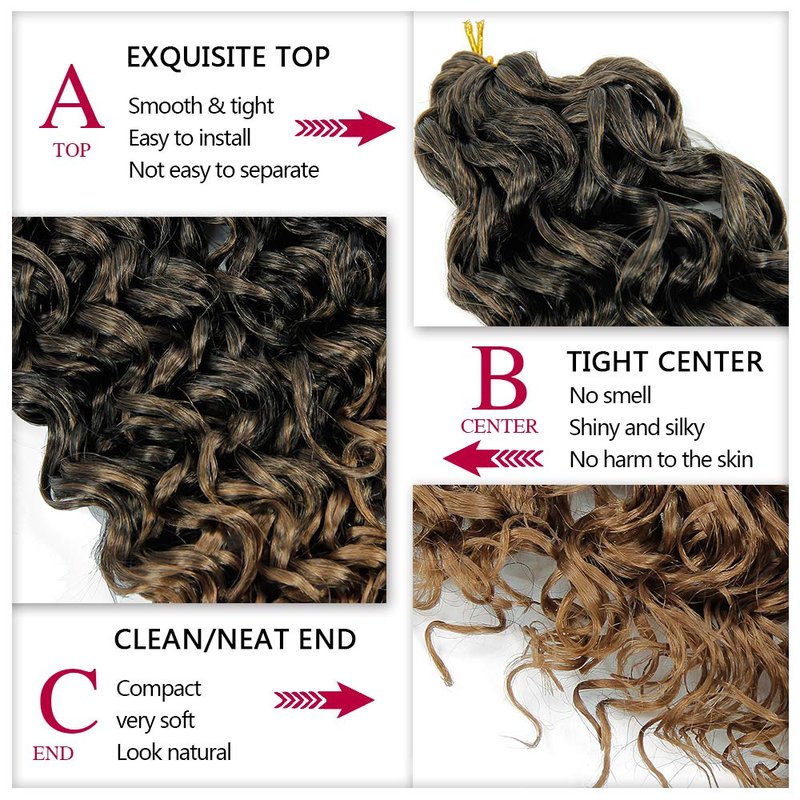 YXCHERISHAIR 8 Packs Curly Crochet Hair GoGo Curl Crochet hair for Women Deep Wave Braiding hair,Synthetic Bohemian Crochett Braid Water Wave Crochett hair Extensions(18inch, 1B/27)