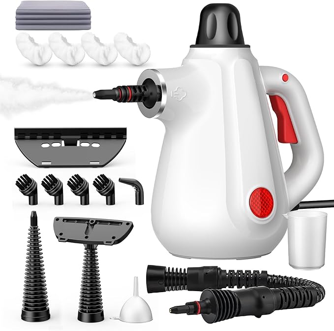 Steam Cleaner, Pressurized Multi-Surface Natural Handheld Steam Cleaner for Home with Lock Button&16 PCS Tools, Portable Steamer for Deep Cleaning Car, Bathrooms, Kitchens, Grout, Tile, and Windows