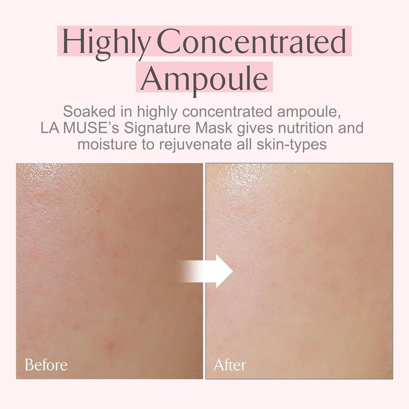 LA MUSE Biocellulose Face Mask - Deep Hydrating & Firming Skin Repair | 5 Pack | Cooling & Soothing Care