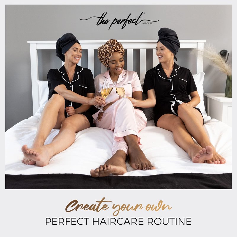 THE PERFECT HAIRCARE Microfiber Hair Towel Wrap + 2 Smooth Large Hair Drying Tie for Wet Hair - Anti-Frizz, Gentle, Super Absorbent Hair Scrunchies for Women - Also Use as a Face Washing Wristband