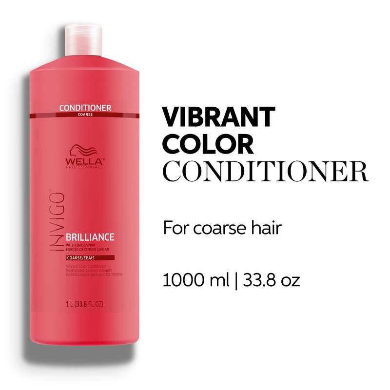 Wella Professionals Invigo Brilliance Conditioner for Coarse Hair | Intense Color Protection, Maintains Vibrancy, Salon Formula, Hair Detangler, Shine Care | 33.8 fl oz
