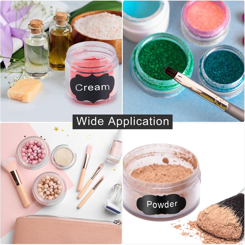 100 Set Plastic Jars Makeup Travel Makeup Container with Lids Small Storage Containers for Creams Toiletries Chalkboard Label Stickers Marker(1 oz,White)