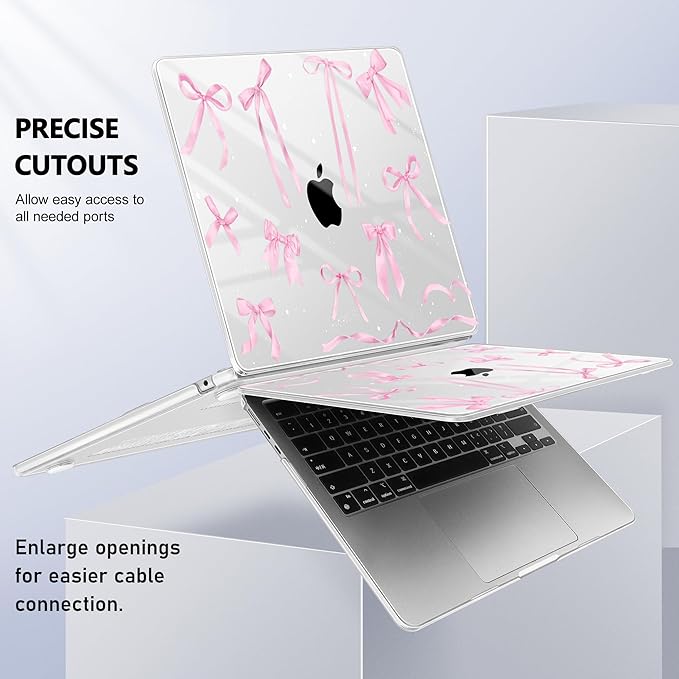Lepeoac Case for 2026/2025/2024/2023 MacBook Air 15-inch Laptop Release M5 A3448 /M4 A3241 /M3 A3114 /M2 A2941, Stylish Protective Hard Shell Cover for MacBook Air 15.3 inch, Bowknot