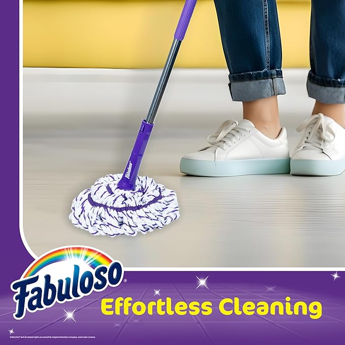 Fabuloso Twist Mop – Self Wringing Mop with Non-Scratch Scrubber and Removable Washable Head for Floor Cleaning