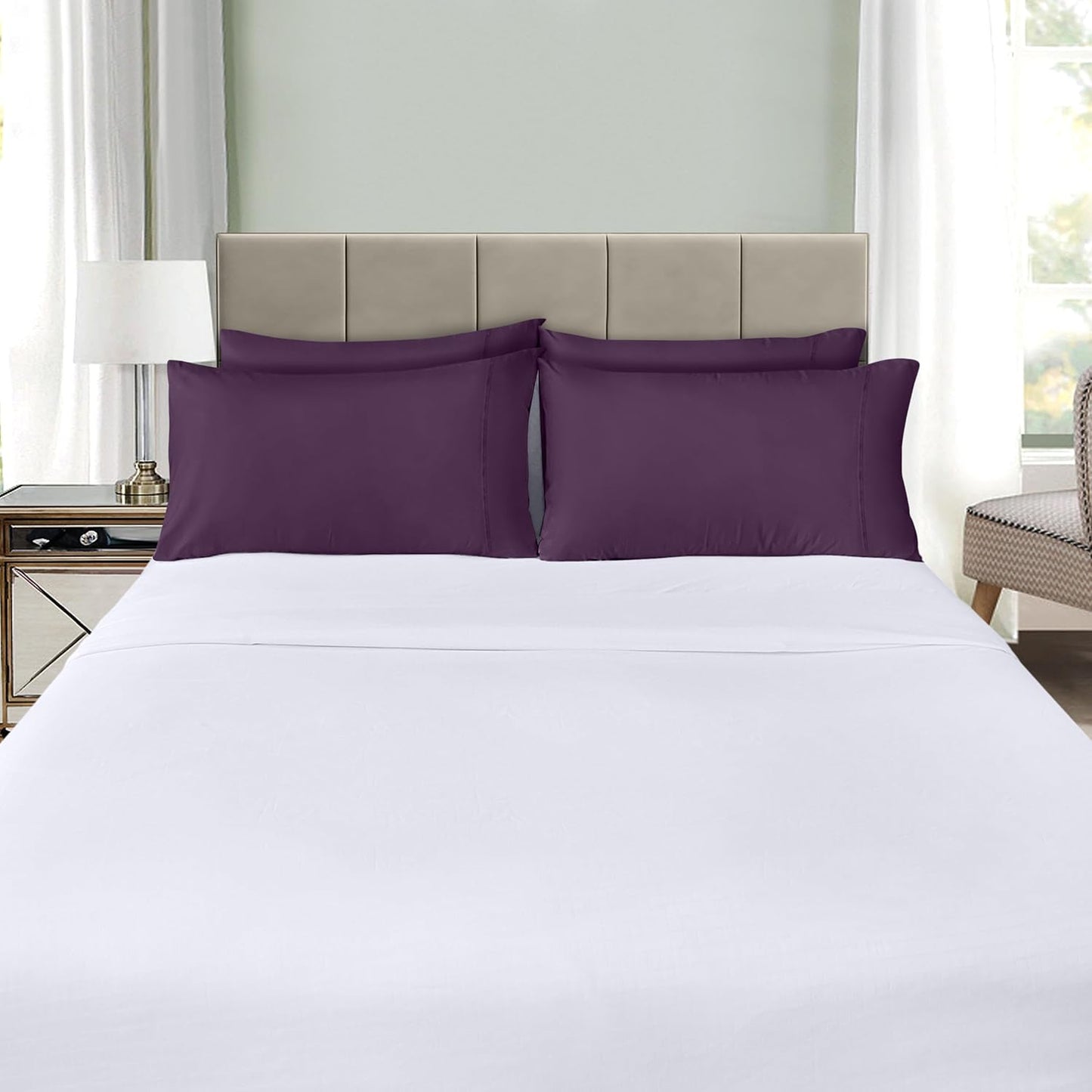 Utopia Bedding King Pillow Cases - Soft Brushed Microfiber - 4 Pack, 20 X 40 Inches, Purple