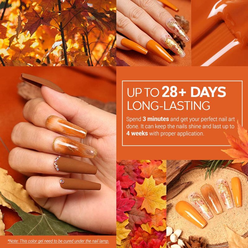 modelones Gel Nail Polish Set, 12 Colors Nude Brown Gel Polish Yellow Pumpkin Orange Sage Green Blue Wine Dark Red Nail Gel Polish Set Soak OFF LED Nail Art Gel Nail Gift Salon DIY