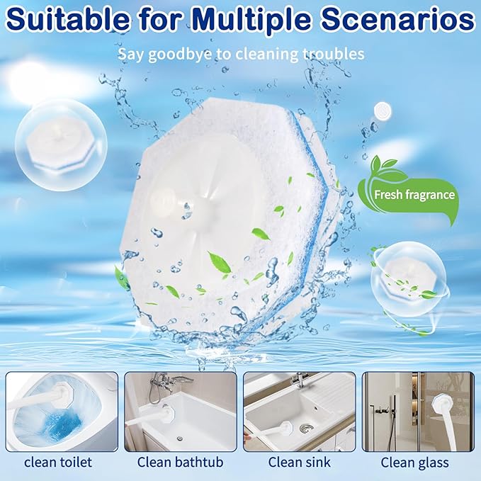 100 Count Disposable Toilet Wand Refills for Toilet Wand, 5X Cleaning Power Scrubber Refill, Replacement Heads for Toilet Cleaning, 360° Efficient Cleaning, No Falling Apart, Fresh Fragrance.
