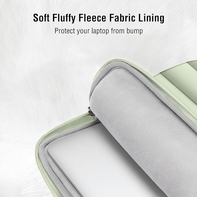 MOSISO Laptop Case 13.3 inch,13-13.3 inch Puffy Laptop Sleeve Compatible with MacBook Neo/Air 13.6 M5 M4 M3 M2 M1/Pro 13/14,HP Dell ASUS Lenovo,Polyester Horizontal Bag with Small Case, Sage Green