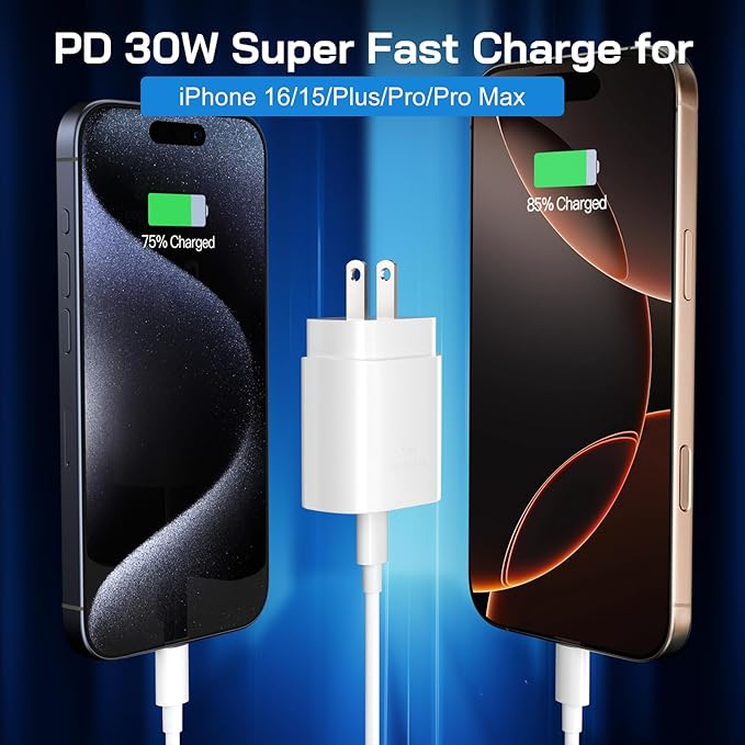 30W USB C i Phone 17 16 15 Charger Fast Charging, 3PACK Wall Charger for iPhone 16 15 Pro Max Charger Cord 10FT Fast Type C Charger Block for iPhone 17 Pro Max/17 Air/16/15 Plus/15 Pro Max, iPad Pro