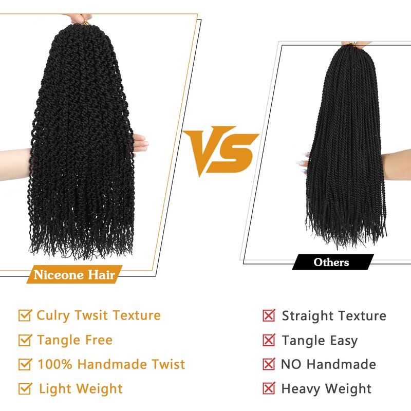 Curly Senegalese Twist Crochet Hair Pre-looped 7 Packs Small Twist Crochet Hair for Women 140 Strands Senegalese Twists Hair with Straight Ends Synthetic Crochet Braids(T350, 18 Inch)