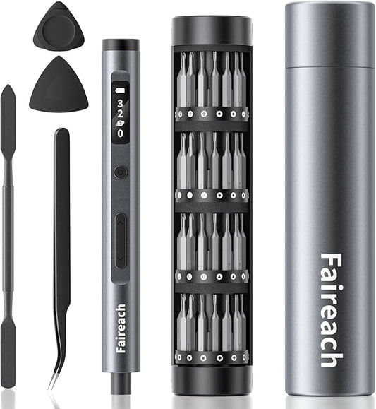 Faireach 65-IN-1 Mini Electric Screwdriver Cordless, Precision Screwdriver Magnetic Bits Set with Case, 3 Torques Settings, LED lights, Portable Repair Tool Kit for Electronics Phone Watch