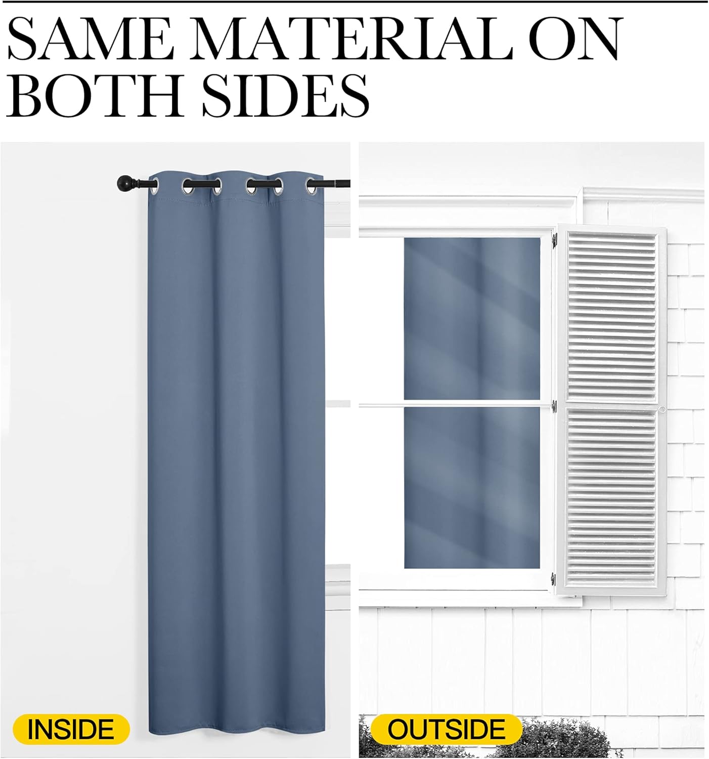 NICETOWN Room Darkening Curtain Panels - Stone Blue, 108" Length, Thermal Insulated, 2 Pieces for Total Privacy
