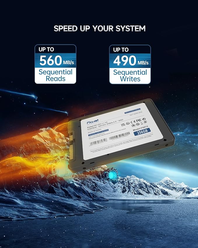 Fikwot FX812 256GB SSD SATA III 2.5" 6GB/s, 3D NAND TLC, 70% SLC Cache, Up to 560MB/s, Compatible with Laptop & PC Desktop