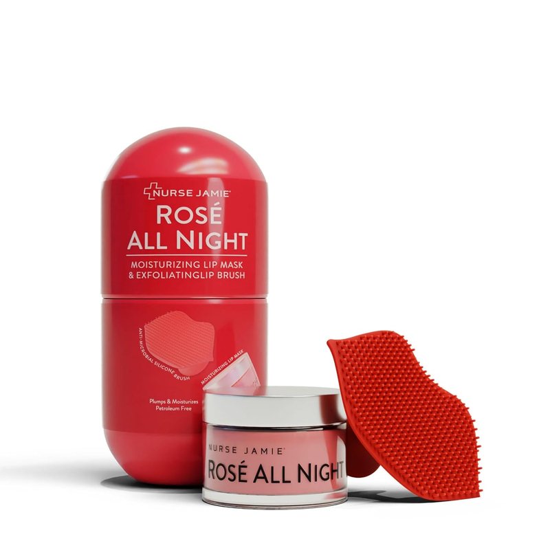 Nurse Jamie | Rosé All Night Lip Mask & Exfoliating Tool - Hydrating Overnight Treatment for Soft, Smooth Lips