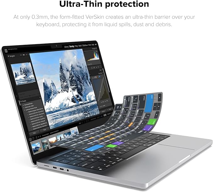 JCPal Adobe Lightroom Shortcut Guide Keyboard Cover for Apple MacBook Pro 14 inch / 16 inch (M1–M5), MacBook Air 13 inch / 15 inch (M2–M5) and MacBook Neo (US–Layout)