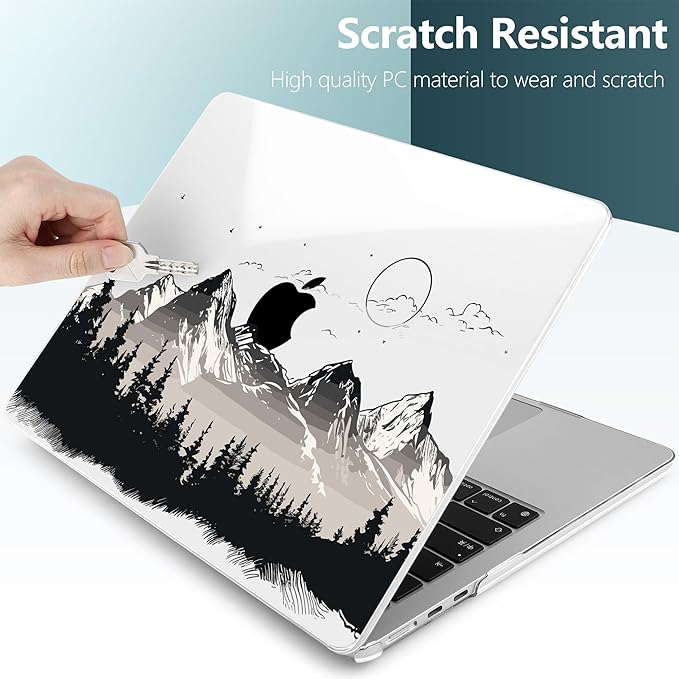 TWOLSKOO Compatible with MacBook Air 13 inch Case M5 2026 M4 2025 M3 M2 2024-2022 A3449 A3240 A3113 A2681, Plastic Hard Shell & Keyboard Cover for MacBook Air 13.6 inch Case, Mountain View