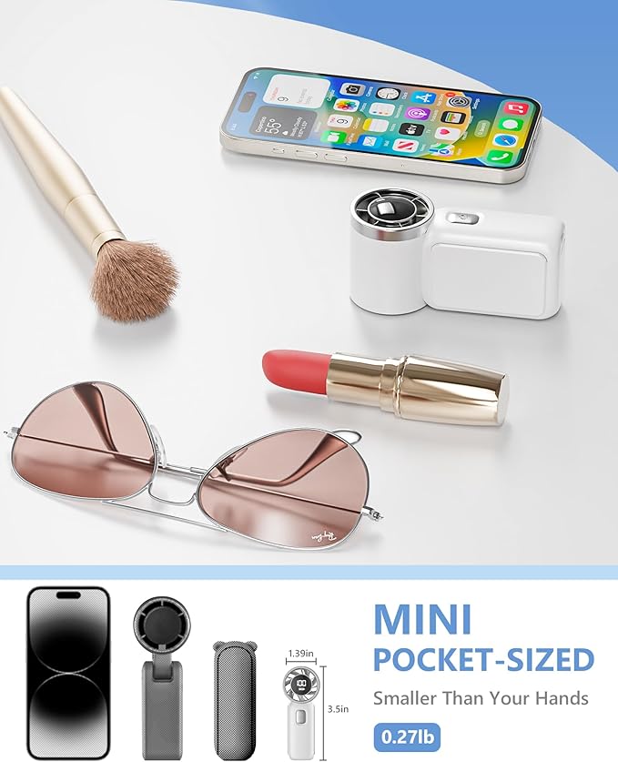 AGEYOU Portable Handheld Mini Fan, 6 Gear Wind, Hand Small Travel Personal Held Fans, Rechargeable Turbo Fan, Gifts for Women Men, for Camping Vacation Outdoor (white)