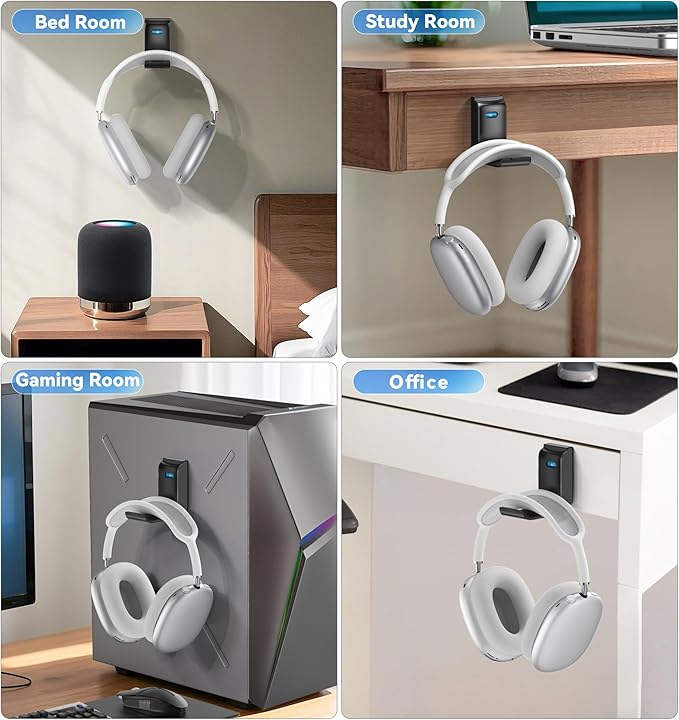 Headphone Stand Wall Mount, Gaming Headset Wall Shelf & Desk Holder, Hook Hanger, for Office / PS5/ XBOX/ PS4 Headset, Must Have Video Game Accessories, Essentials & Gift for Boys & Girls- 1 Pack