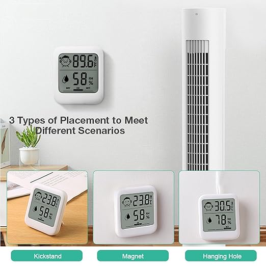 HATUSOKU Pack of 2 Digital Thermometer and Hygrometer with Comfort Face Display, Hygrometer, Stand, Magnet, Hanging, Simple, Infectious Disease Prevention, Heat Stroke Prevention
