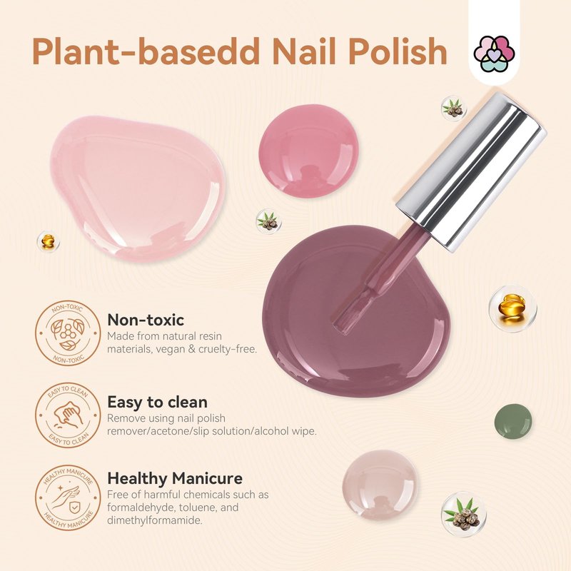 SAVILAND Pink Nail Polish Set: Burgundy Dark Red White Pearl Quick Dry Nail Polish Regular Kit with Castor Oil Base and Top Coat Nail Lacquer Set DIY Art at Home Gift 12 Colors 14 Pcs