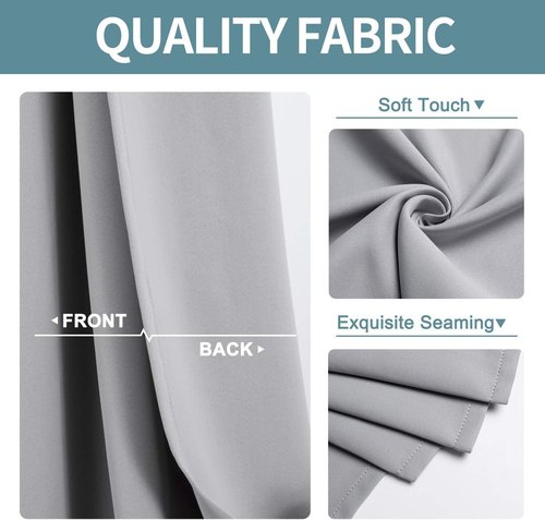 ChrisDowa Small Window Curtains - Grommet Thermal Insulated Room Darkening Panels, Light Grey (52 x 36 Inch)