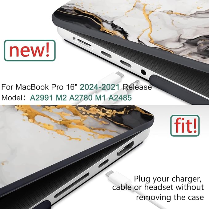 DONGKE Compatible with MacBook Pro 16 Inch Case (2026-2021 Release, M5 M4 M3 M2 M1 Pro/Max Chip), Plastic Hard Shell Cover with Keyboard Cover & Screen Protector for MacBook Pro 16", Abstract Marble