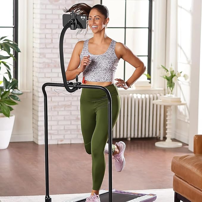 Mippko Gooseneck Phone Holder for Mic Stand/Music Stand/Stroller/Treadmill/Spin Bike/Exercise Bicycle,50 cm Long Flexible Gooseneck Arm Super Crab Clamp Mount,Compatible with 3.5~7.5" iPhone Devices