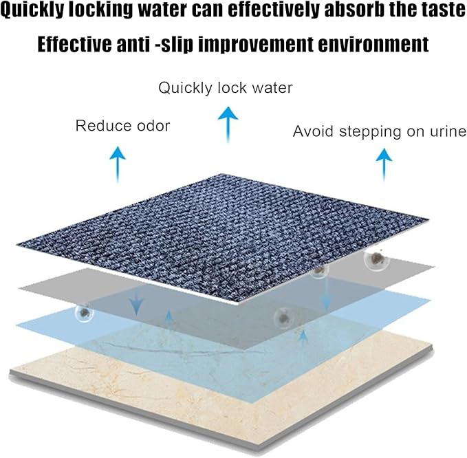 HM&DX Water Absorption 2 Pack Urinal Mats, Reusable Non-Slip Deodorization Urinal Floor Mats,Commercial Washable Urinal Carpet Rug for Men's Restroom Floor Protector(40x50cm(15.7"x19.7"), Grey)