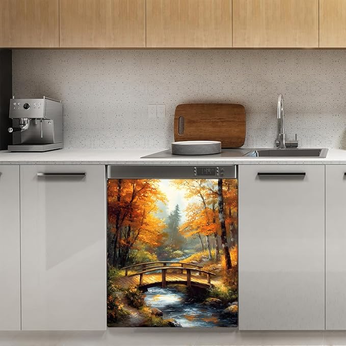 Autumn Lake Forest Dishwasher Magnet Cover for The Front Magnetic Dishwasher Door Covers Dish Washer Sticker Wrap Home Decorative Appliances Panel Decal Kitchen Decor 23" x 26" (Magnetic)
