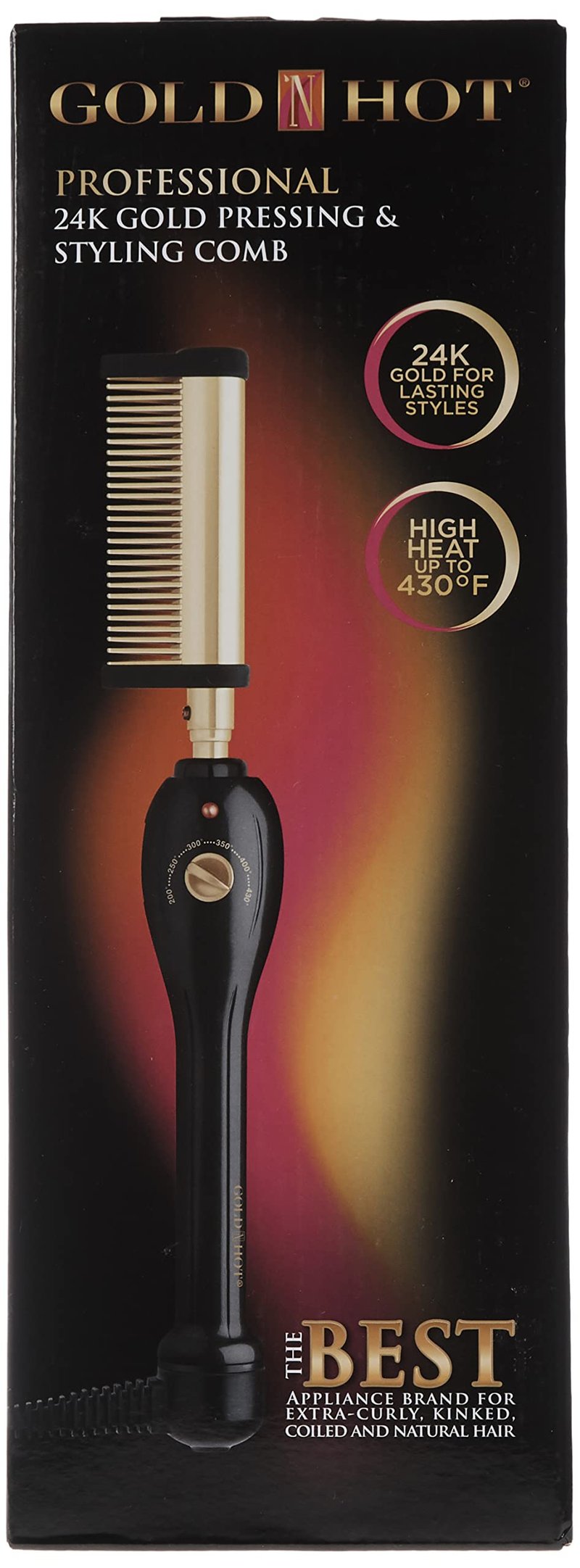 Gold N Hot Professional Styling Comb with Mtr (Multi-Temp Regulator) 200F - 430F