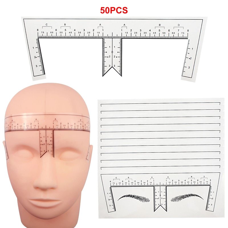 Guapa 50pcs/Pack Eyebrow Ruler with Brow Shape Disposable Microblading Ruler Sticker Adhesive Brows Positioning Measure Tool