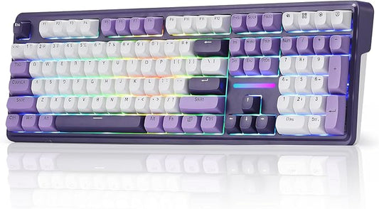 Redragon K745 PRO Wireless Gasket RGB Gaming Keyboard, 108 Keys Mechanical Keyboard w/Extra 4 Hotkeys, Hot-Swap Socket, 5-Layer Noise Dampening, See-Through Round PBT Keycaps, Mint Mambo Switch