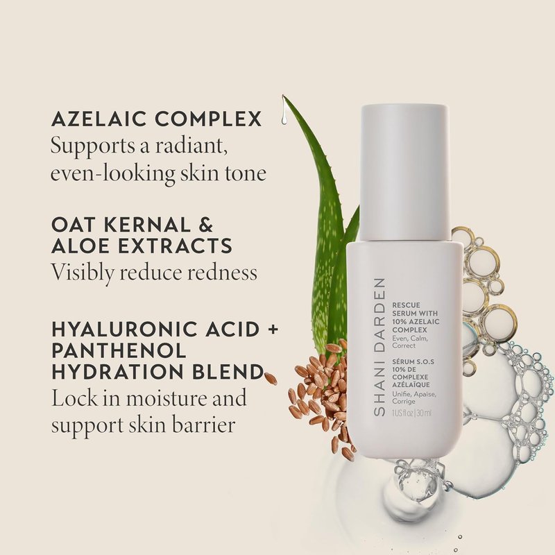 Shani Darden Rescue Serum - 10% Azelaic Acid for Redness & Acne Relief | Lightweight Hydrating Formula, 1 fl oz
