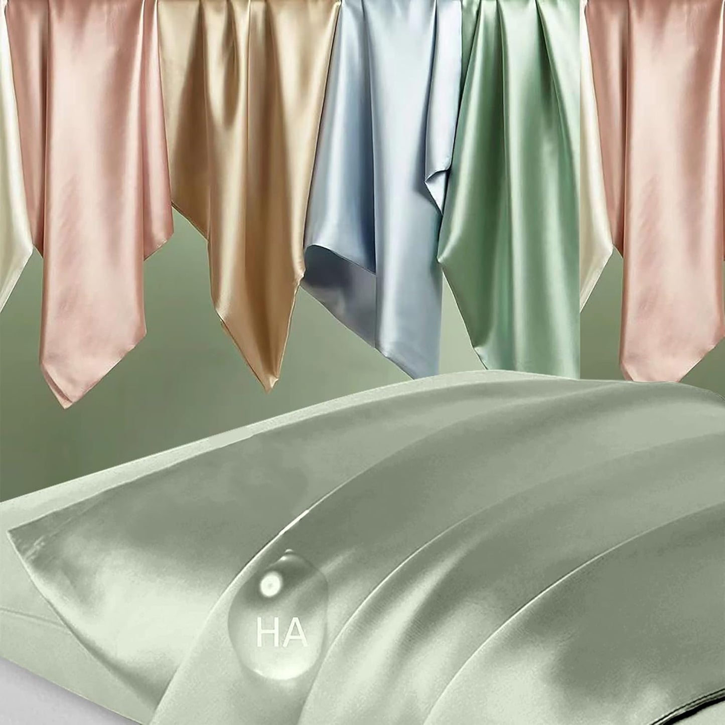 Mulberry Silk Pillowcase Set by Skiennix - Anti-Acne & Hair Care | Queen Size, Sage Green, 2 Pack