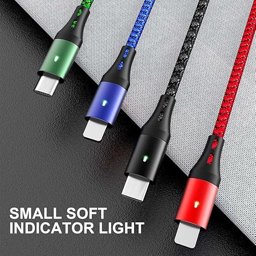 5 in 1 Multi Charging Cable 3.5A, Multi Fast Charging Cord USB A/C to Type C/Micro USB/Lightning Braided Universal Muliple Charger Cable,Multi Chargers for Cell Phones,iPhone 17 16,Galaxy (2Pack,4Ft)