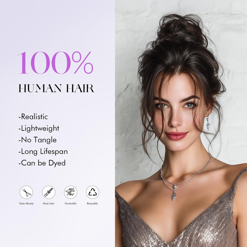 SOFEIYAN Human Hair Bun 100% Real Human Hair 16g Messy Bun Natural Tousled Stretchy Fluffy Donut Updo Elegant Chignon with Elastic Rubber Band Fake Bun Hair Piece for Women - Natural Black