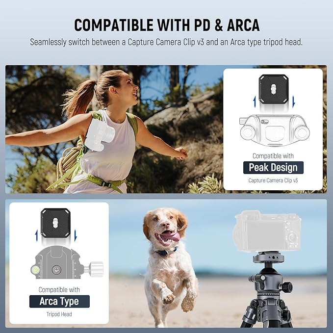 NEEWER LITETRIP LT07 61" Aluminum Travel Tripod for Camera w Pan Tilt Low Profile Ball Head, Arca QR Plate Compatible with PD Tripod Plate, Dual Center Axis, Phone Holder, Max Load 22lb