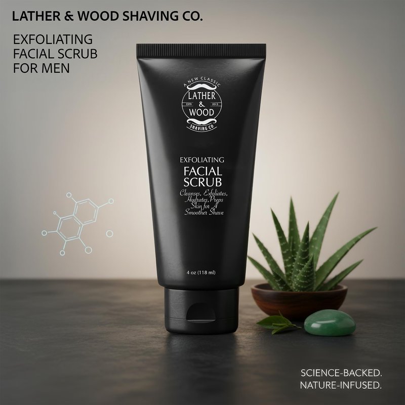 Best Face Wash for Men - Lather & Wood's Face Scrub - Luxurious Exfoliating Facial Wash for the Men. 4oz