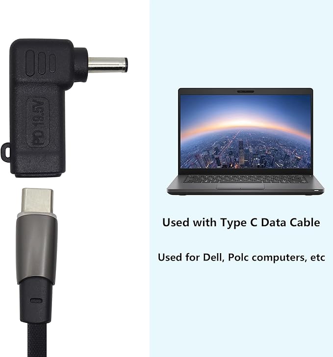 HCFeng 90W PD Power Charger Connector Adapter USB C to 4.5mm Laptop Charging Adapter Type C Female to DC 4.5 x 3.0mm Male Plug PD Power Charger Connector for H-P/De-ll[DP-4530]