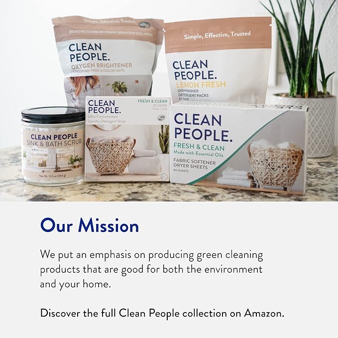 Clean People Laundry Detergent Sheets- Recyclable Packaging, Hypoallergenic, Stain Fighting, Works with All Machines including HE (384 Count, Peppermint)