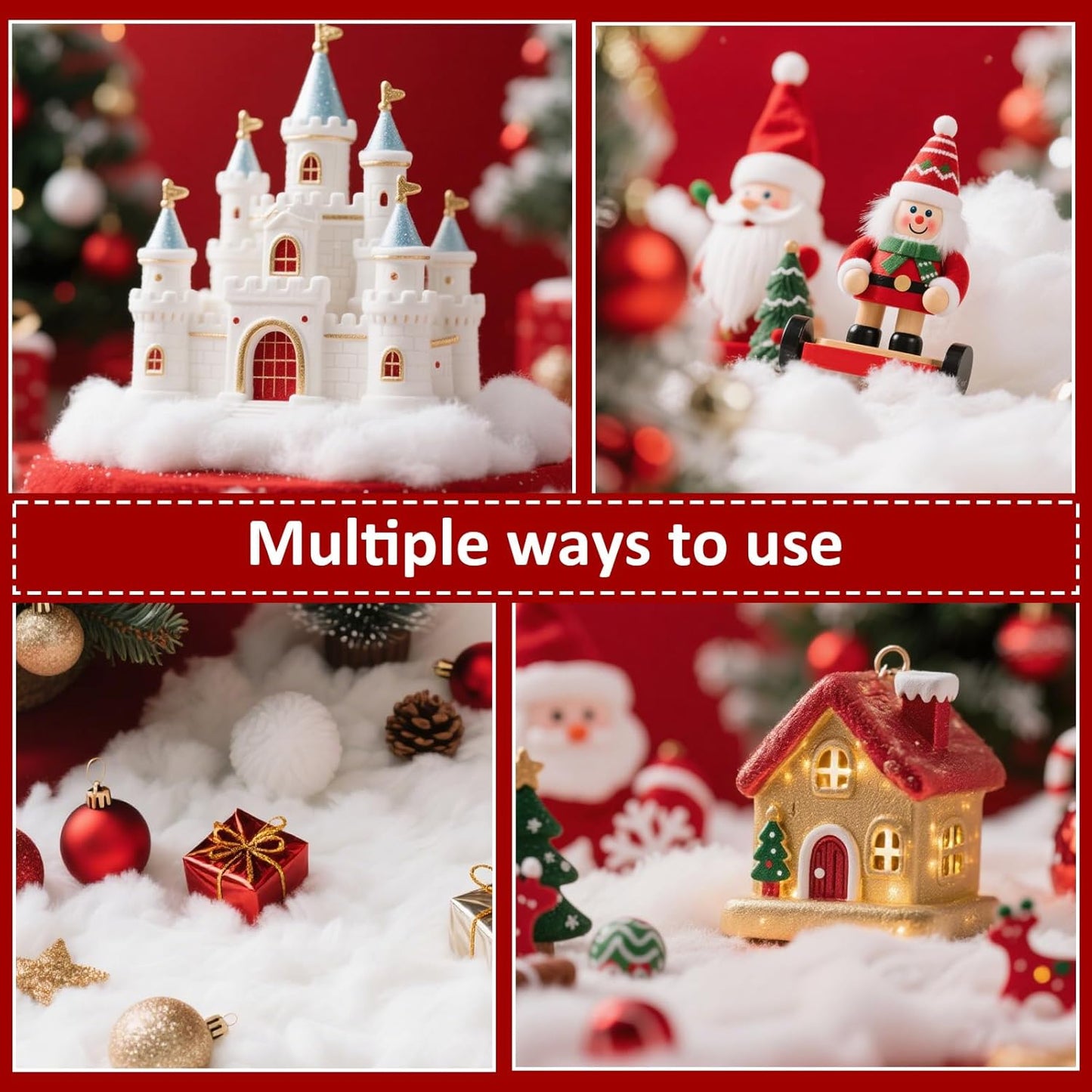 Skiennix Christmas Fake Snow Decoration - 17.6 Oz Fluffy White Artificial Snow for Holiday Decor