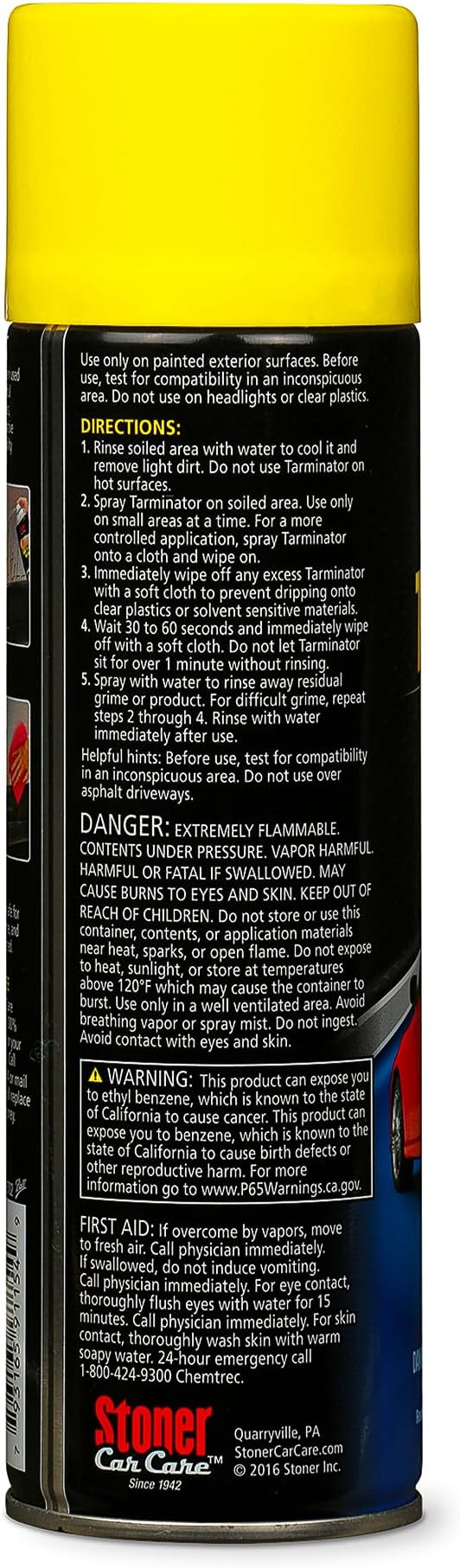 Stoner Car Care 91154 Tarminator Tar, Sap, and Asphalt Remover â Fast Acting Tar and Sap Remover for Cars â Clear Coat Safe Auto Cleaner for Paint, Chrome and Wheels â 10 oz