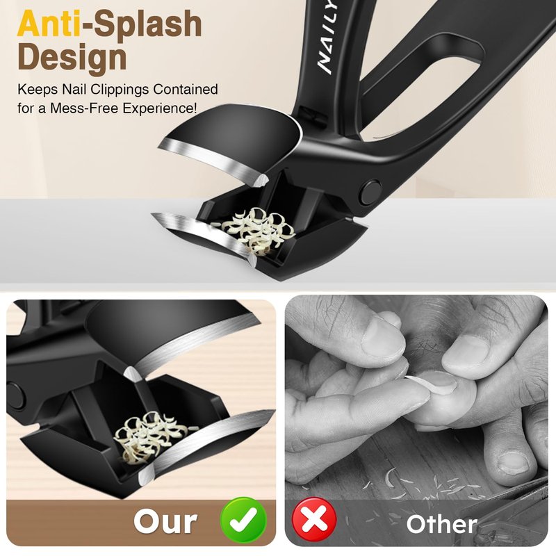 Extended Toenail Clippers for Thick Toenails, Long Handled Nail Clippers for Seniors Angled Head Cutters with Catcher, Ergonomic Wide Jaw Opening,45° Slanted Curved Finger Nail Clippers for Men Women