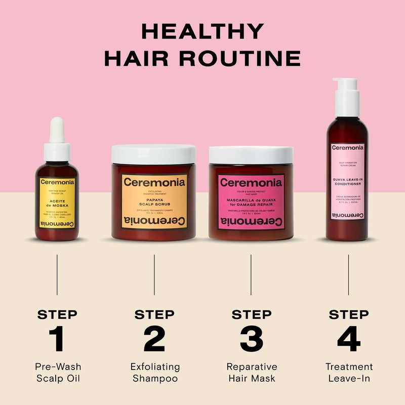 Ceremonia The Guava Spaliday Kit | Deep Conditioning Hair Treatment Set for Dry or Damaged Hair | 3 Piece Set