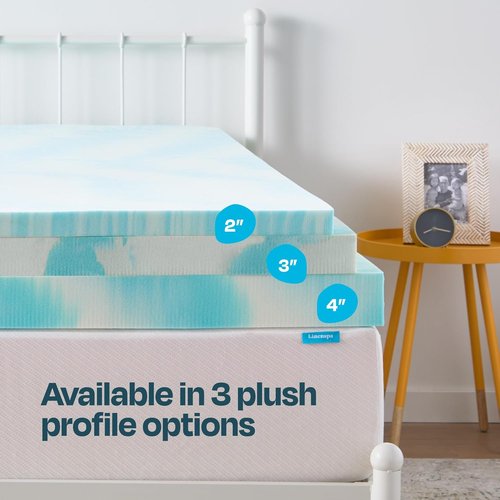Linenspa 4 Inch Gel Memory Foam Mattress Topper - Queen Size, Cooling & Pressure Relieving, CertiPUR Certified
